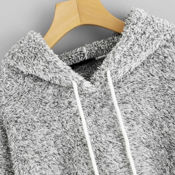 PLUS colorblock teddy pullover drawstring hoodie - Picture 3 of 6